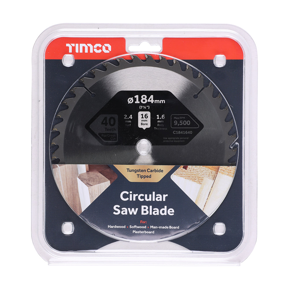 TIMCO Circular Saw Blade Trimming/Crosscut Medium/Fine - 184 x 16 x 40T - Image