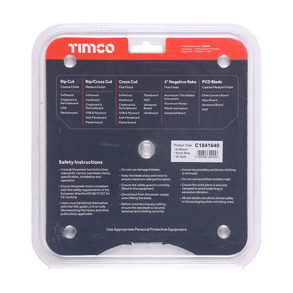 TIMCO Circular Saw Blade Trimming/Crosscut Medium/Fine - 184 x 16 x 40T - Image