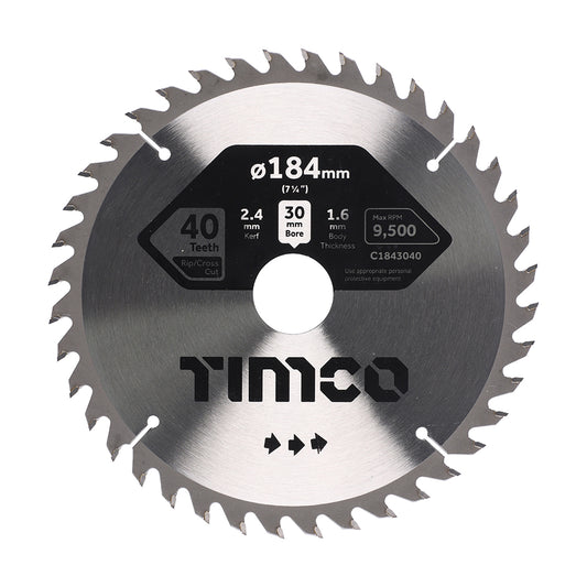TIMCO Circular Saw Blade Trimming/Crosscut Medium/Fine - 184 x 30 x 40T - Image