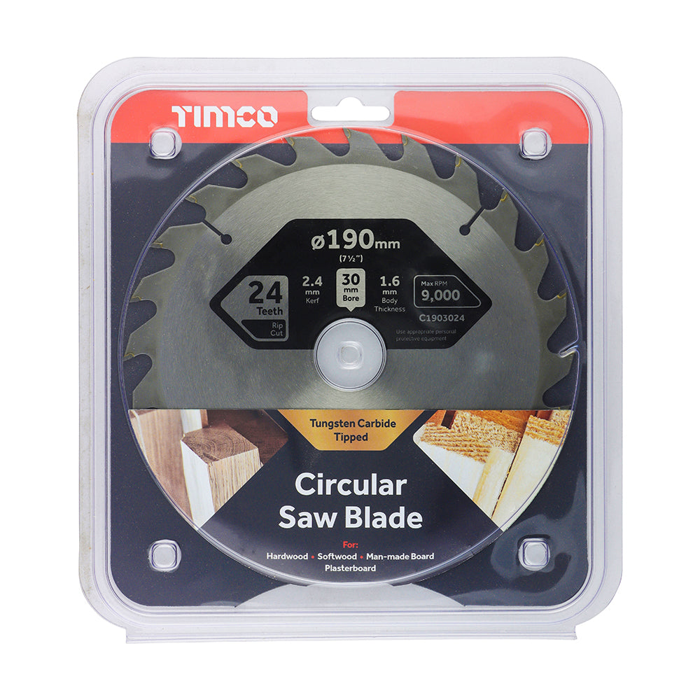 TIMCO Circular Saw Blade General Purpose Coarse/Medium - 190 x 30 x 24T - Image