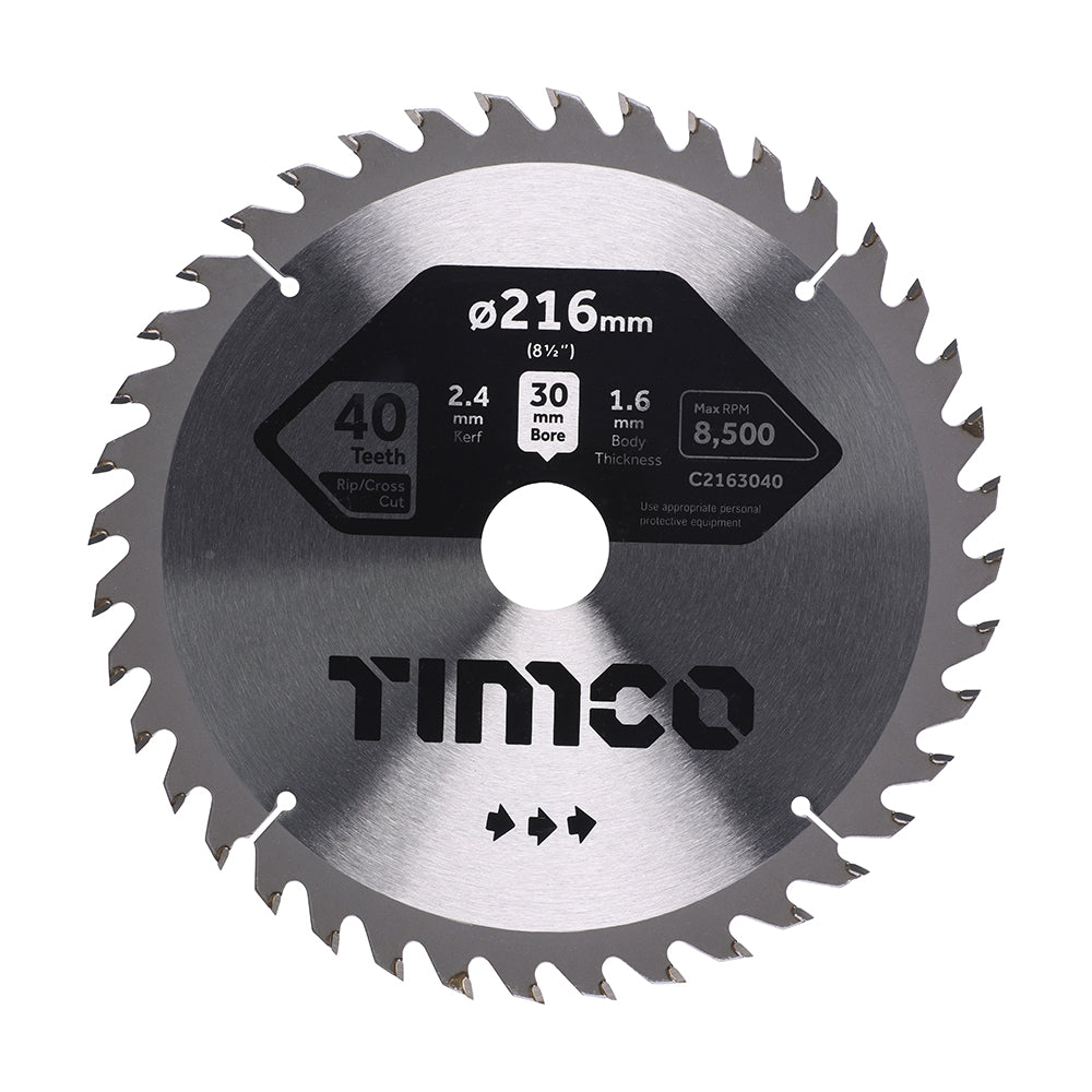 TIMCO Circular Saw Blade Trimming/Crosscut Medium/Fine - 216 x 30 x 40T - Image
