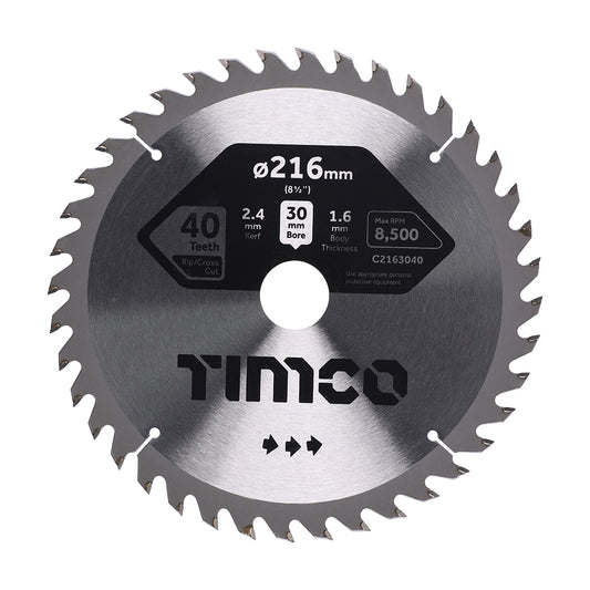 TIMCO Circular Saw Blade Trimming/Crosscut Medium/Fine - 216 x 30 x 40T - Image