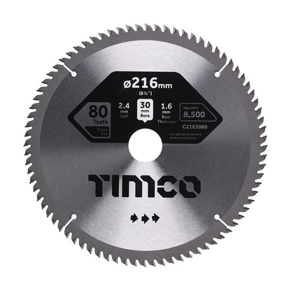 TIMCO Circular Saw Blade Fine Trim/Finishing Extra Fine - 216 x 30 x 80T - Image