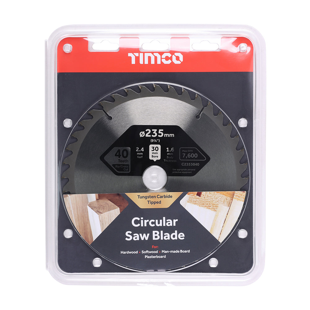 TIMCO Circular Saw Blade General Purpose Coarse/Medium - 235 x 30 x 40T - Image