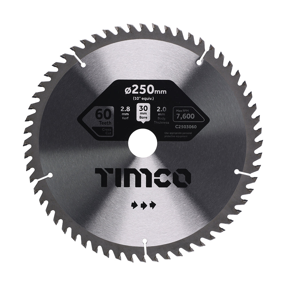 TIMCO Circular Saw Blade Trimming/Crosscut Medium/Fine - 250 x 30 x 60T - Image