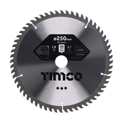 TIMCO Circular Saw Blade Trimming/Crosscut Medium/Fine - 250 x 30 x 60T - Image