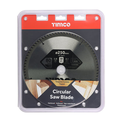 TIMCO Circular Saw Blade Fine Trim/Finishing Extra Fine - 250 x 30 x 80T - Image