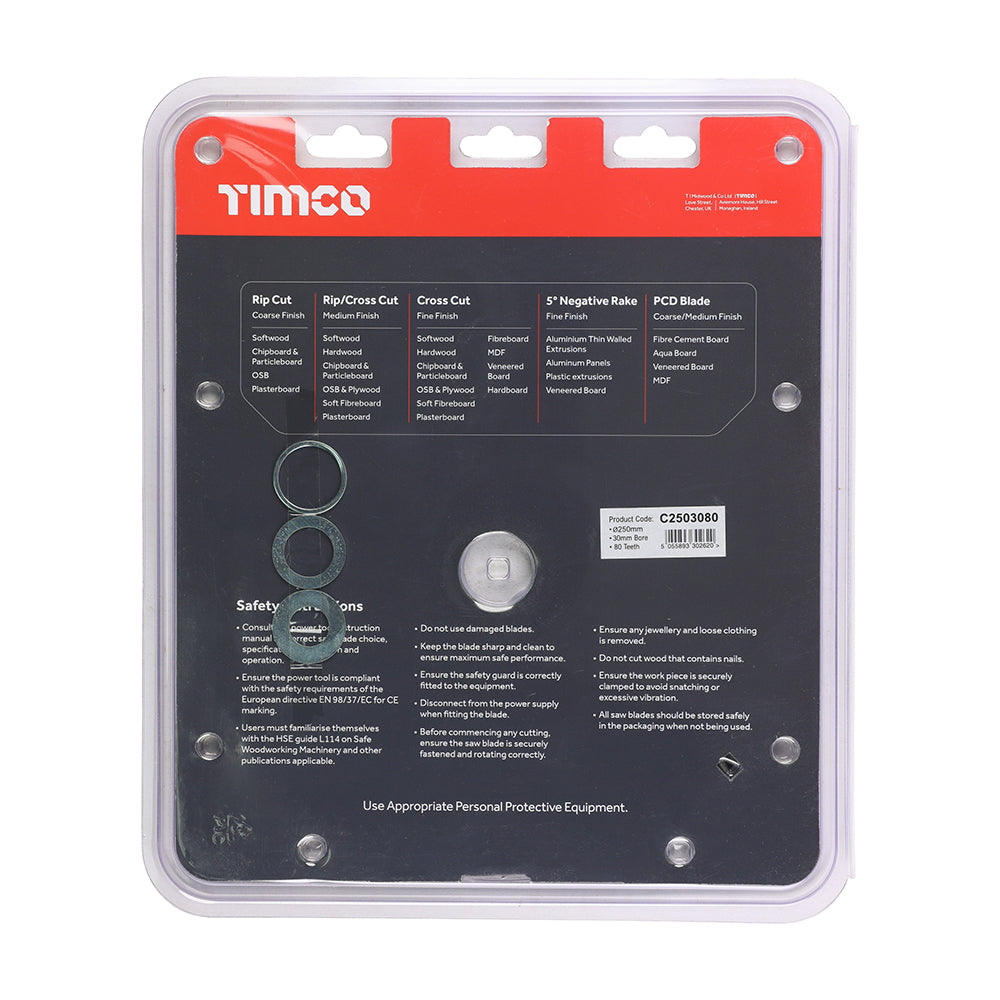 TIMCO Circular Saw Blade Fine Trim/Finishing Extra Fine - 250 x 30 x 80T - Image