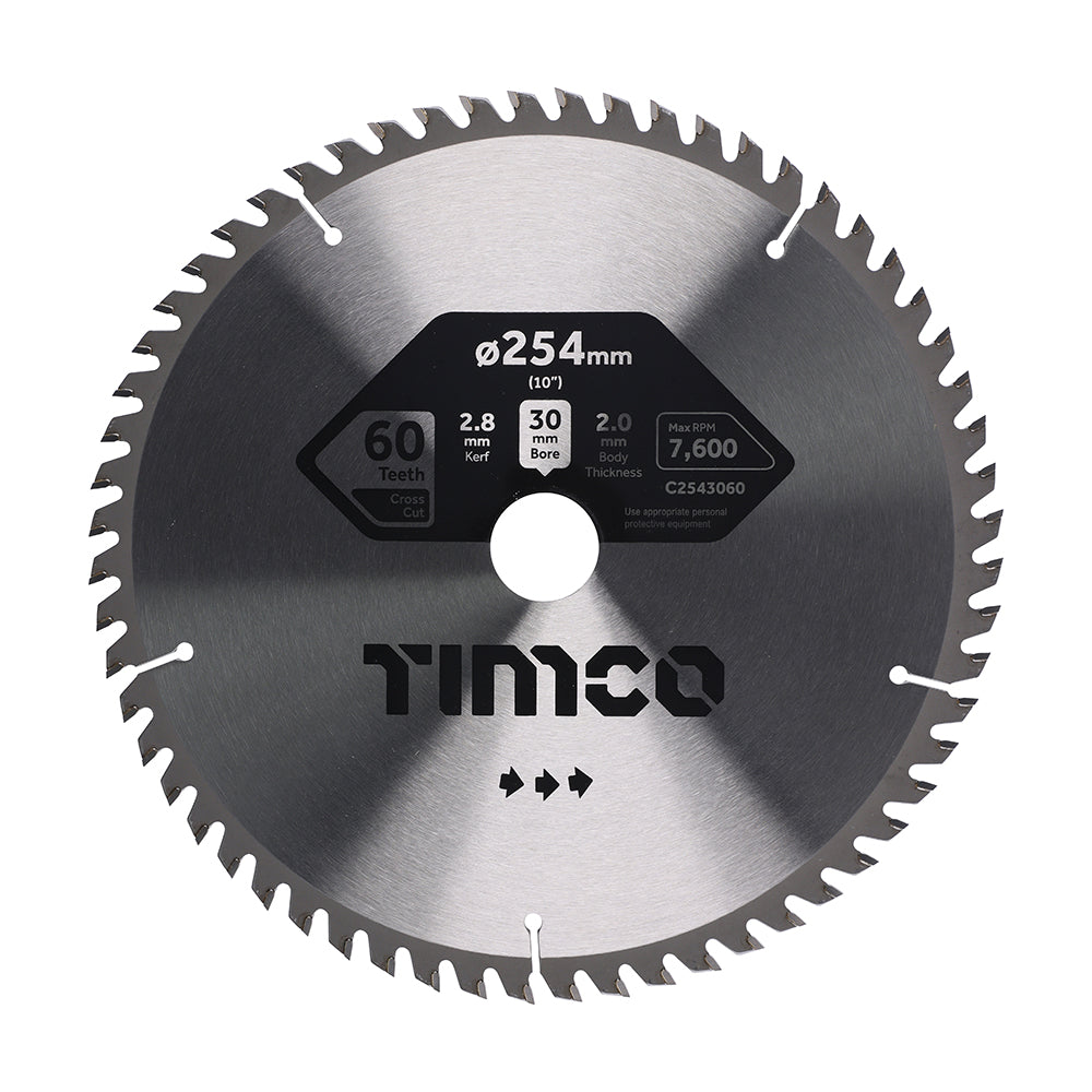 TIMCO Circular Saw Blade Trimming/Crosscut Medium/Fine - 254 x 30 x 60T - Image