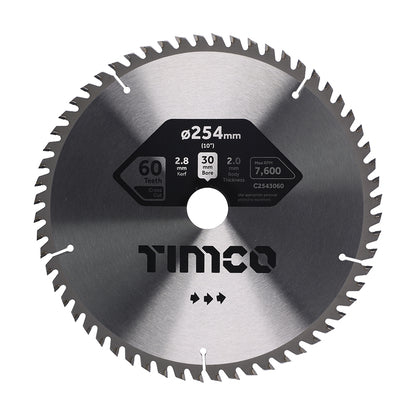 TIMCO Circular Saw Blade Trimming/Crosscut Medium/Fine - 254 x 30 x 60T - Image