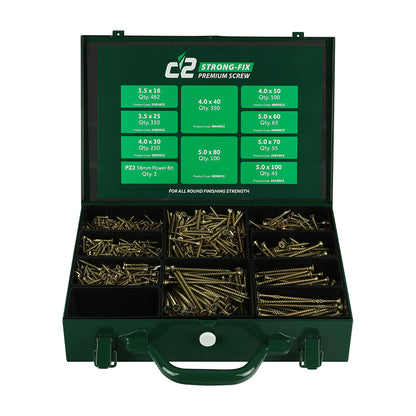 TIMCO C2 Strong-Fix Multi-Purpose Premium Countersunk Gold Woodscrews Assorted Case - 1,798 pcs - Image