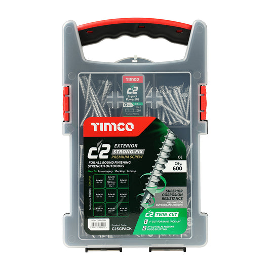 TIMCO C2 Strong-Fix Exterior Multi-Purpose Premium Countersunk Woodscrews Mixed Grab Pack - 600pcs - Image