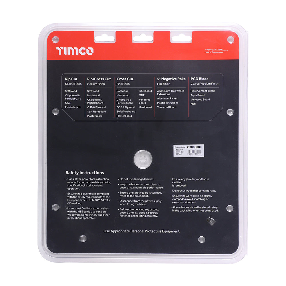 TIMCO Circular Saw Blade Trimming/Crosscut Medium/Fine - 300 x 30 x 80T - Image