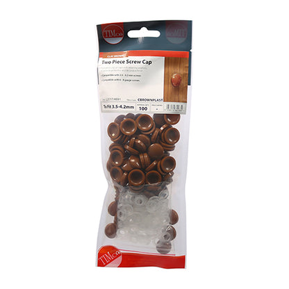 TIMCO Two Piece Screw Caps Clay Brown - To fit 3.5 to 4.2 Screw - Image