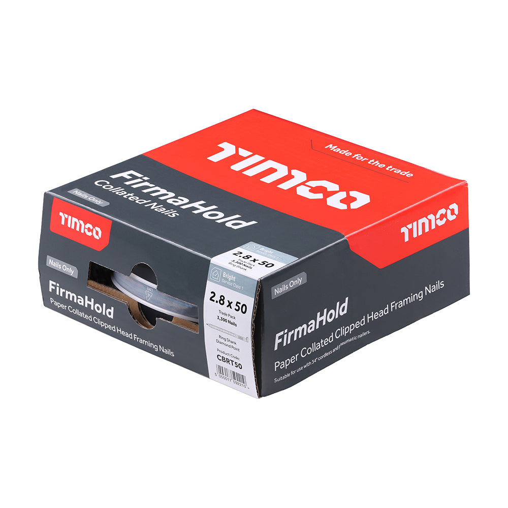 TIMCO FirmaHold Collated Clipped Head Ring Shank Bright Nails - 2.8 x 50 - Image