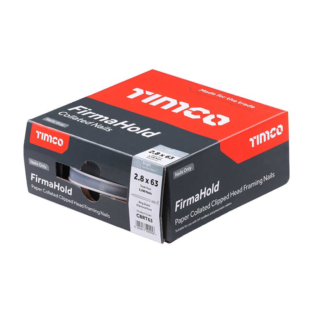 TIMCO FirmaHold Collated Clipped Head Ring Shank Bright Nails - 2.8 x 63 - Image