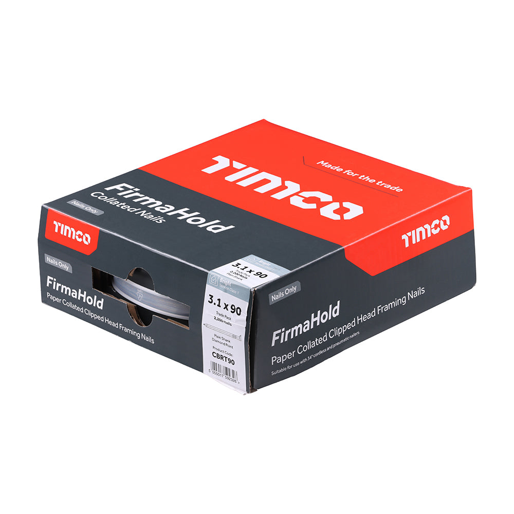 TIMCO FirmaHold Collated Clipped Head Plain Shank Bright Nails - 3.1 x 90 - Image