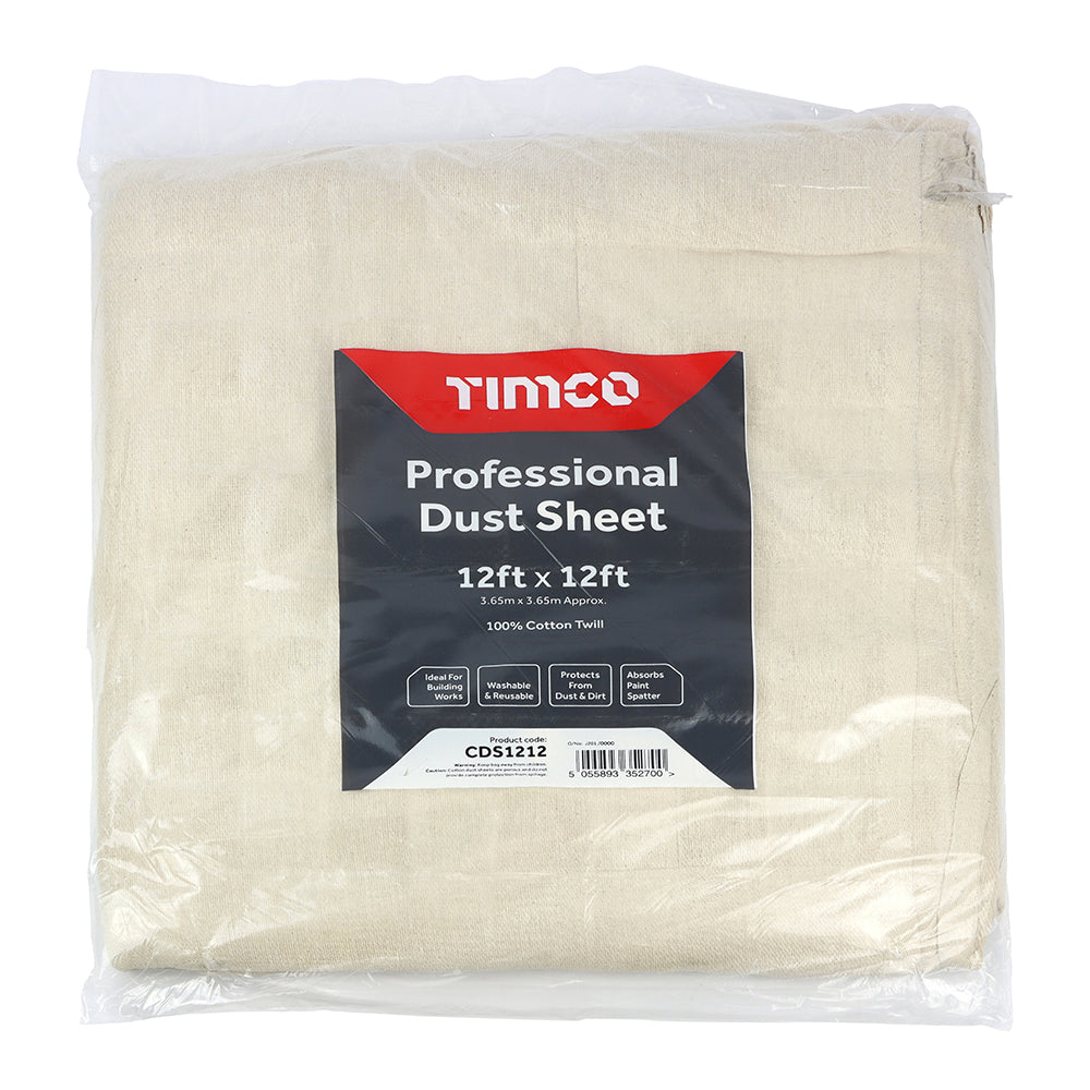 TIMCO Cotton Twill Dust Sheet - 12ft x 12ft - Image
