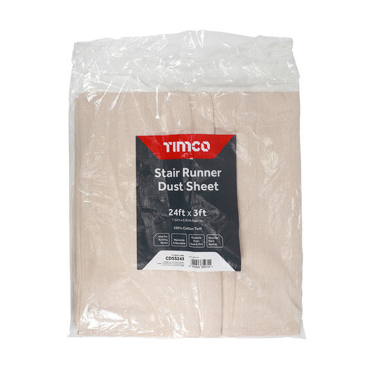 TIMCO Cotton Twill Stair Runner Dust Sheet  - 24ft x 3ft - Image