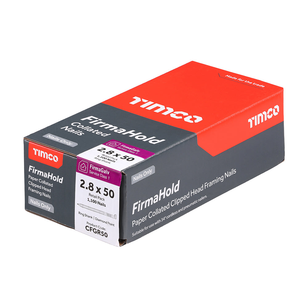 TIMCO FirmaHold Collated Clipped Head Ring Shank Firmagalv Nails - 2.8 x 50 - Image