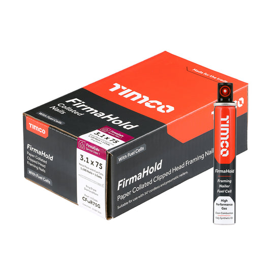 TIMCO FirmaHold Collated Clipped Head Ring Shank Firmagalv Nails & Fuel Cells - 3.1 x 75/1CFC - Image