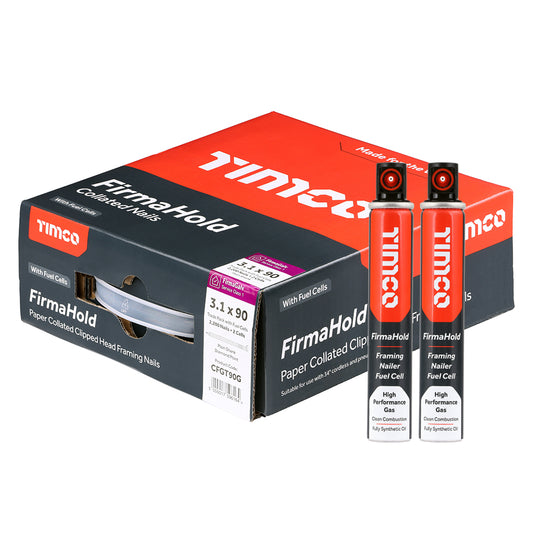 TIMCO FirmaHold Collated Clipped Head Plain Shank Firmagalv Nails & Fuel Cells - 3.1 x 90/2CFC - Image