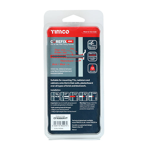 TIMCO Corefix TV & Radiator Dot & Dab Wall Fixing - 5.0 x 100 - Image