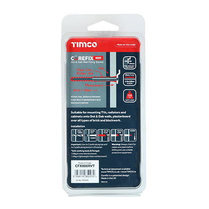 TIMCO Corefix TV & Radiator Dot & Dab Wall Fixing - 5.0 x 100 - Image