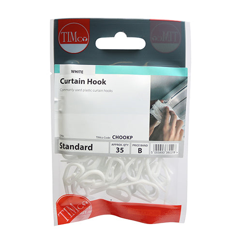TIMCO Plastic Curtain Hooks White -   - Image