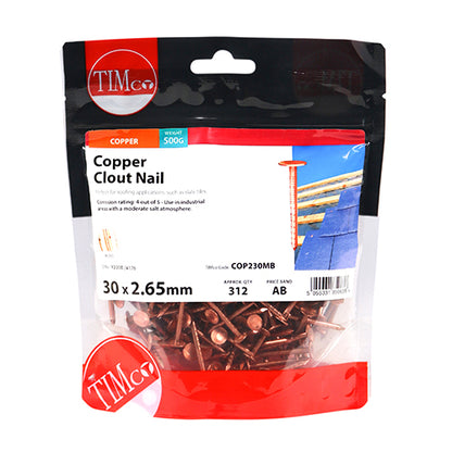 TIMCO Clout Nails Copper - 30 x 2.65 - Image