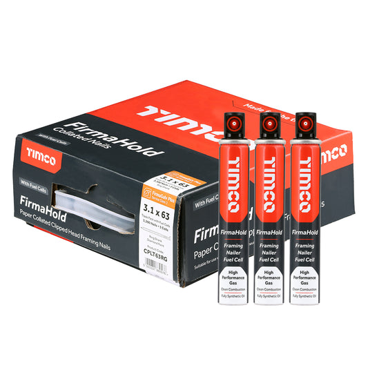 TIMCO FirmaHold Collated Clipped Head Ring Shank Firmagalv+ Nails & Fuel Cells - 3.1 x 63/3CFC - Image