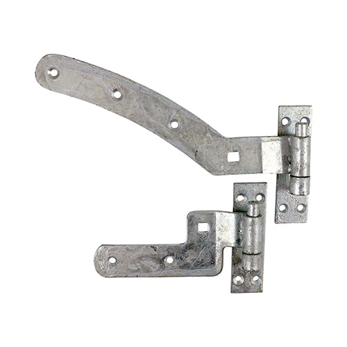 TIMCO Curved Rail Hinge Set Right Hand Hot Dipped Galvanised - 300mm - Image