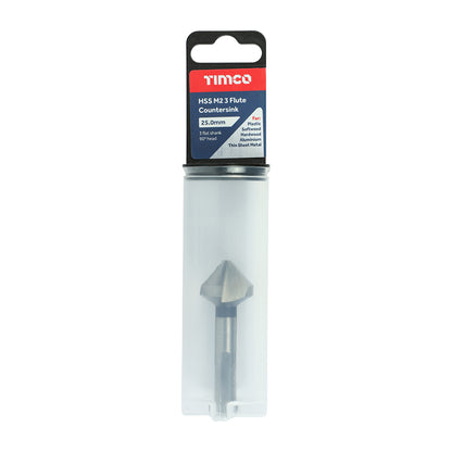 TIMCO 3 Flute Countersink M2 HSS - 25.0mm - Image