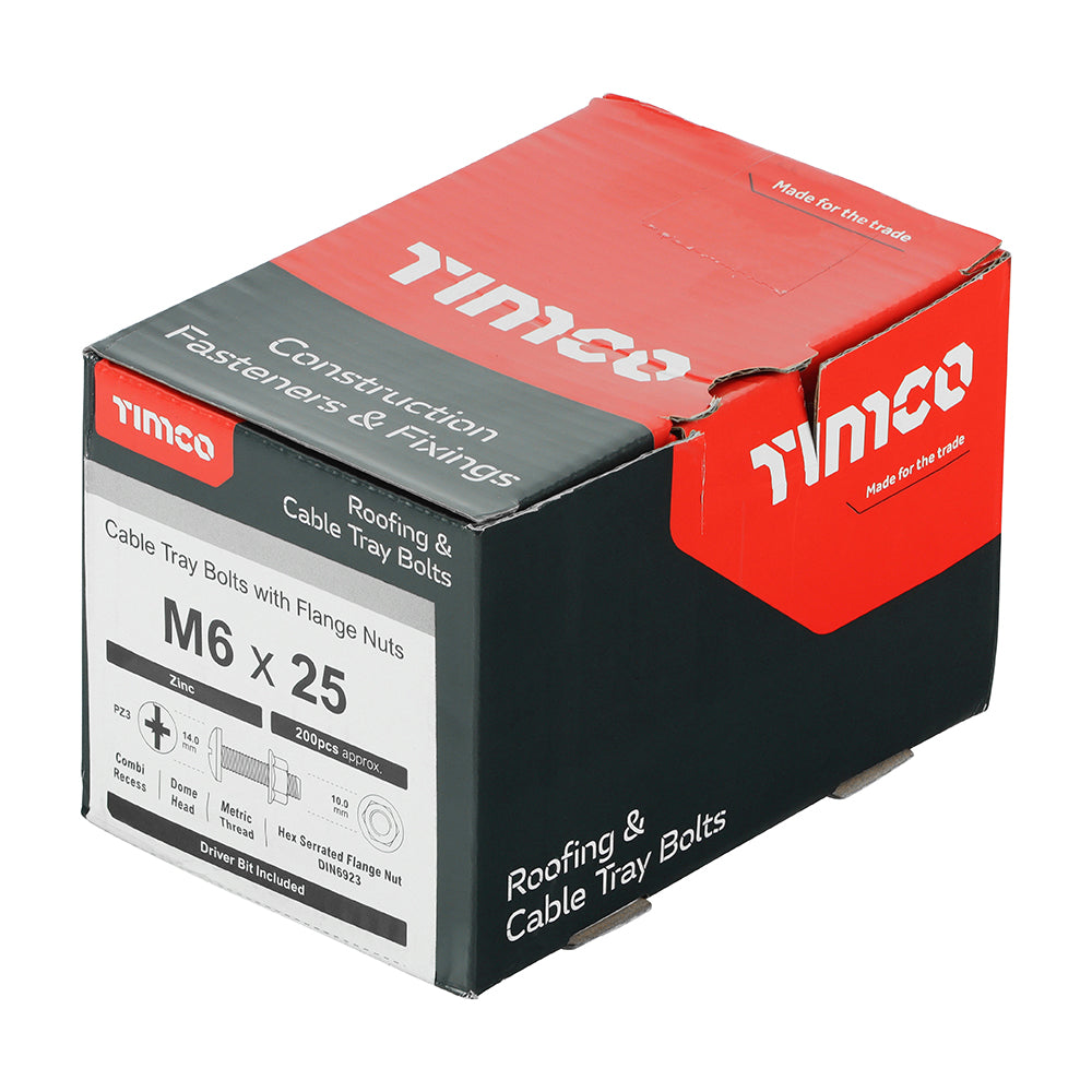 TIMCO Cable Tray Bolts & Flange Nuts Silver - M6 x 25 - Image