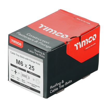 TIMCO Cable Tray Bolts & Flange Nuts Silver - M6 x 25 - Image