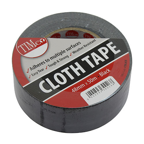 TIMCO Cloth Tape Black - 50m x 48mm - Image