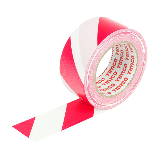TIMCO Hazard Warning Cloth Tape Red and White - 33m x 50mm - Image