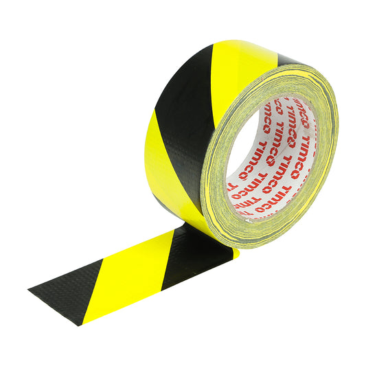 TIMCO Hazard Warning Cloth Tape Yellow and Black - 33m x 50mm - Image