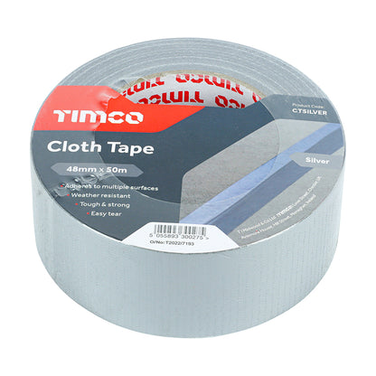 TIMCO Cloth Tape Silver - 50m x 48mm - Image
