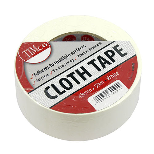 TIMCO Cloth Tape White - 50m x 48mm - Image
