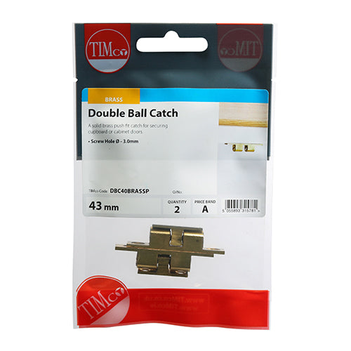 TIMCO Double Ball Catches Electro Brass - 43mm - Image
