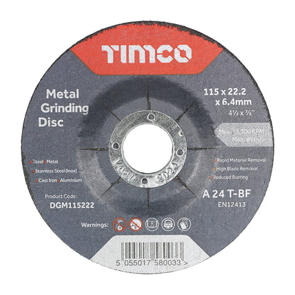 TIMCO B/Abrasive Depressed Metal - 115 x 22.2 x 6.4 - Image