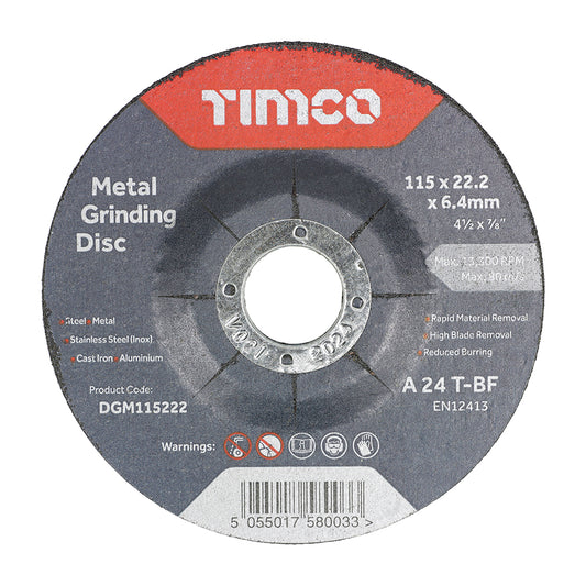 TIMCO B/Abrasive Depressed Metal - 115 x 22.2 x 6.4 - Image