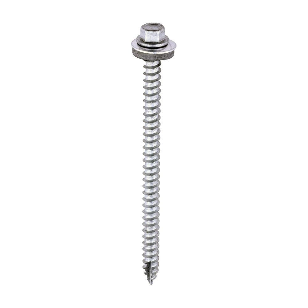 TIMCO Slash Point Sheet Metal to Timber Screws Exterior Silver with EPDM Washer - 6.3 x 100 - Image