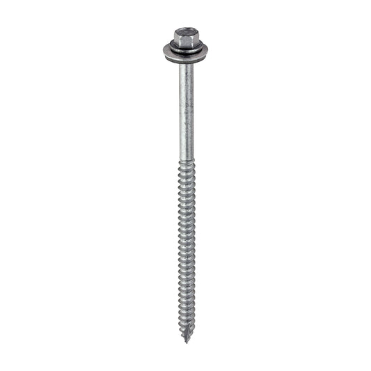 TIMCO Slash Point Sheet Metal to Timber Screws Exterior Silver with EPDM Washer - 6.3 x 125 - Image