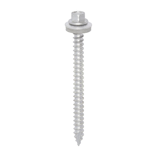 TIMCO Slash Point Sheet Metal to Timber Screws Exterior Silver with EPDM Washer - 6.3 x 80 - Image