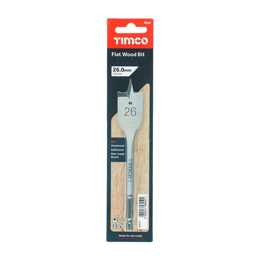 TIMCO Flat Wood Bits - 26.0 x 152 - Image