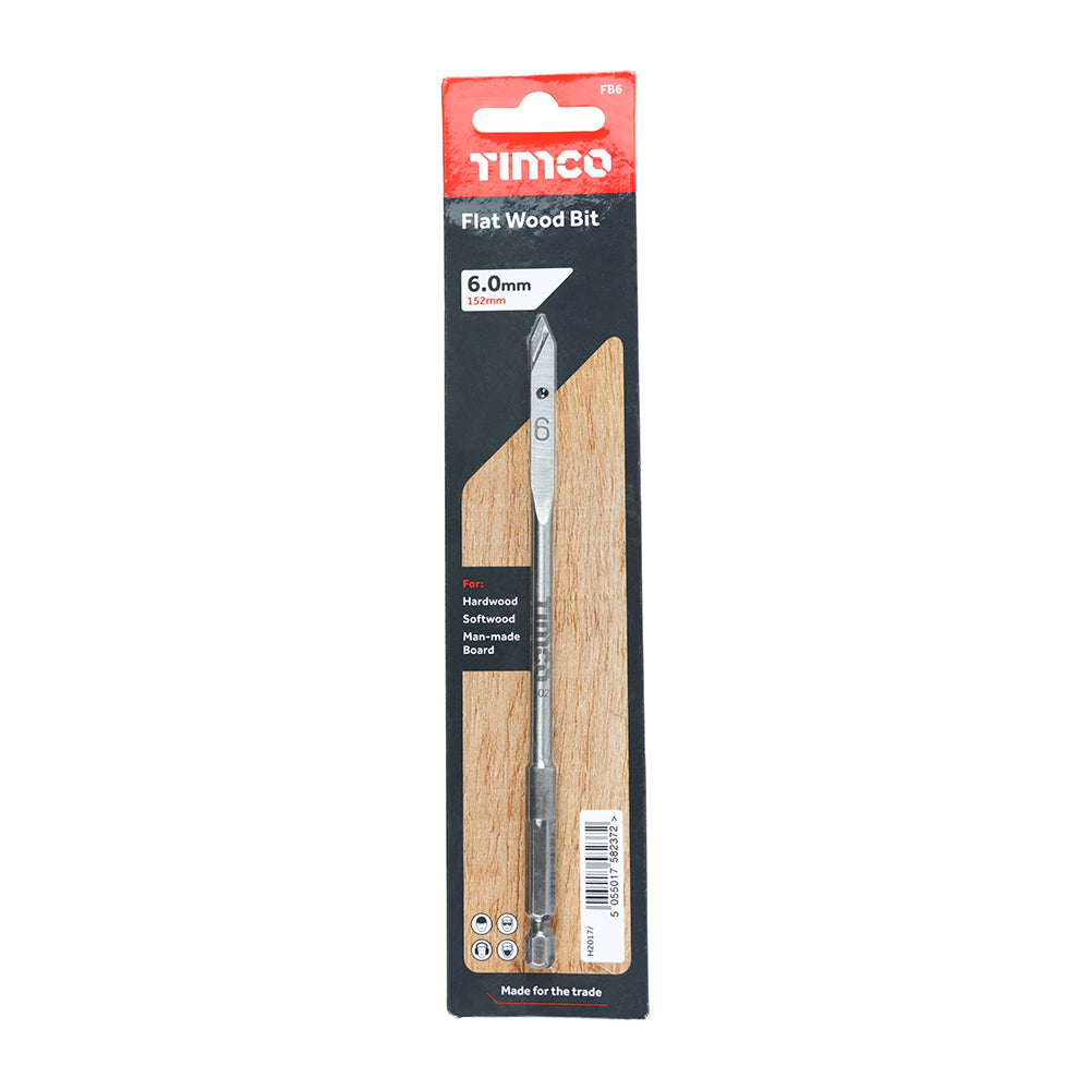 TIMCO Flat Wood Bits - 6.0 x 152 - Image