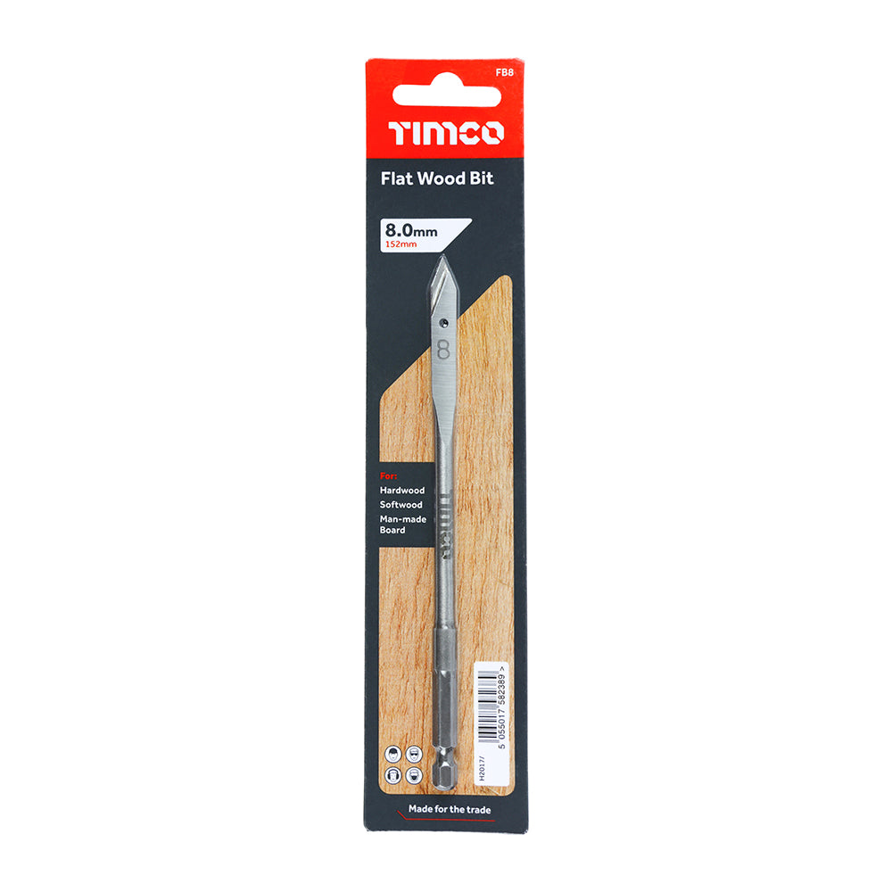 TIMCO Flat Wood Bits - 8.0 x 152 - Image