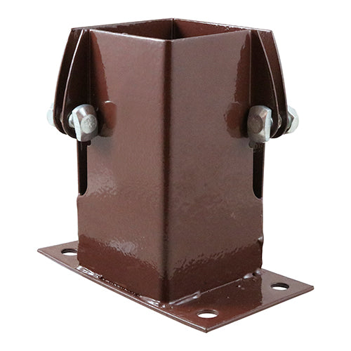 TIMCO Flush Fit Bolt Down Post Support Shoe Bolt Secure Oxide Red - 100mm - Image